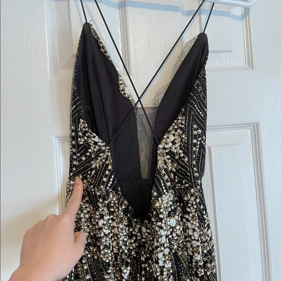 Black Prom/Formal Dress with Gold and Silver/White Detail - Picture 7 of 7